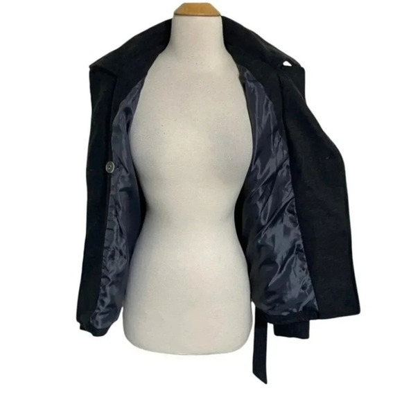 Outer Edge M charcoal gray wool blend belted pea coat - Picture 6 of 11